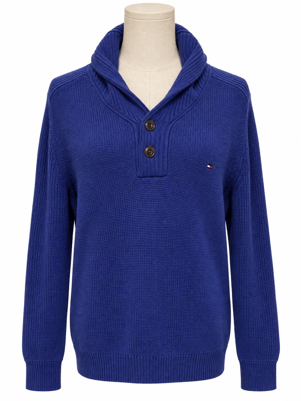 Tommy Hilfiger Blue Shawl Collar Button Sweater – Size S/P